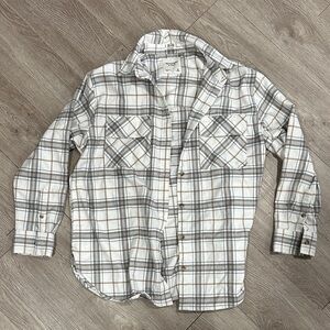 Abercrombie & Fitch White and Gray Plaid Women's Shirt